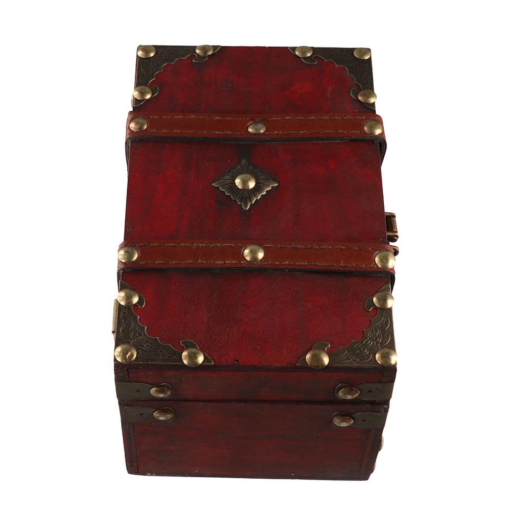 Vintage Wooden Treasure Box Antique Design Trunk Containers Treasure Chest Sundries