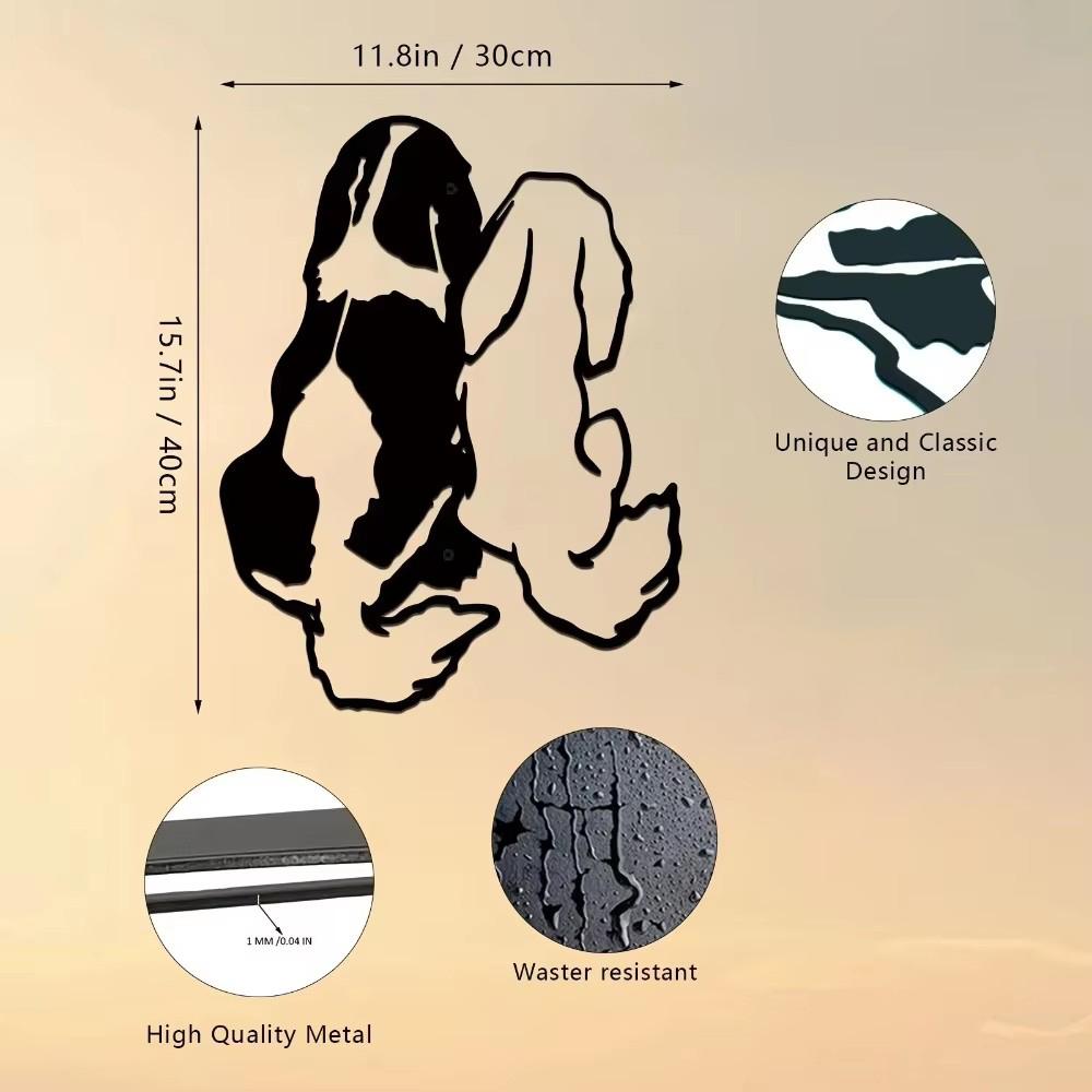 Милая собака на металлической стене — минималистичный абстрактный силуэт из железа, стильный линейный дизайн для создания теплой атмосферы в вашем доме