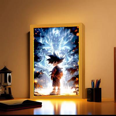 Аниме Фигурка Фото Рамка для Световой Живописи Dragon Ball Goku Светодиодная Ночная Лампа Декор Прикроватной Тумбочки Рождественские Подарки Луна Z Круглая Сенсорная Сжимаемая Прыгучая