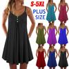 Summer Women's Plus Size Knee-length Sling Dress Sleeveless Casual Long Dress
