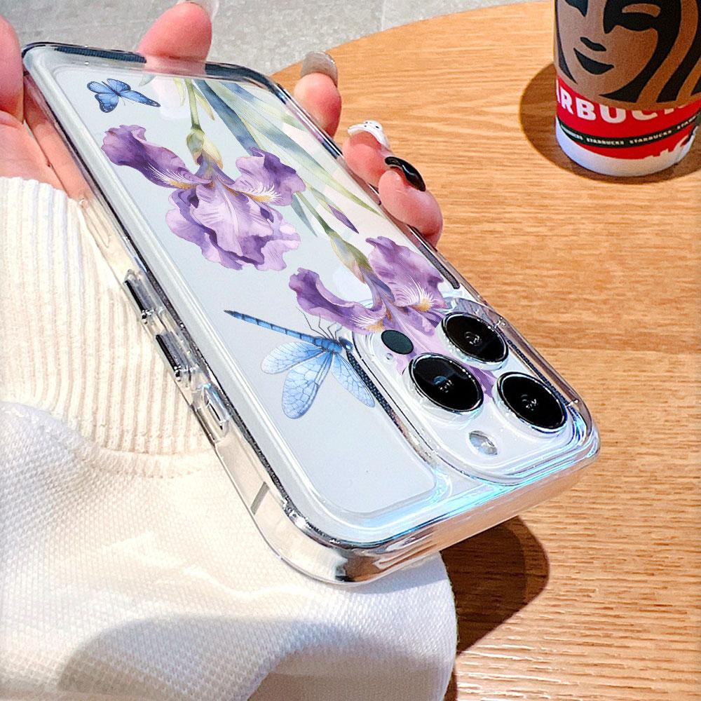 Purple Irises Blue Dragonfly Butterfly soft TPU Phone Case for Xiaomi Redmi Note 15 14 13 12 11 10 9 Pro Plus 4G 5G Soft Cover