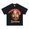 Ретро Хип-Хоп Портрет 2Pac Графическая Футболка Y2K Уличная Одежда Мягкий Хлопок Короткий Рукав Оверсайз Круглый Вырез для Унисекс и Женщин
