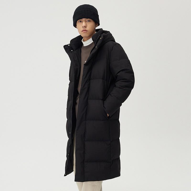 2026 Winter Long Down Coat Couples Warm Windproof Hooded Puffer Jacket Over-the-Knee