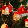 1-10PCS 1.5M Christmas Wooden House LED String Lights Elk Heart Star Shaped Decorative Lights for Christmas Tree Holiday Party