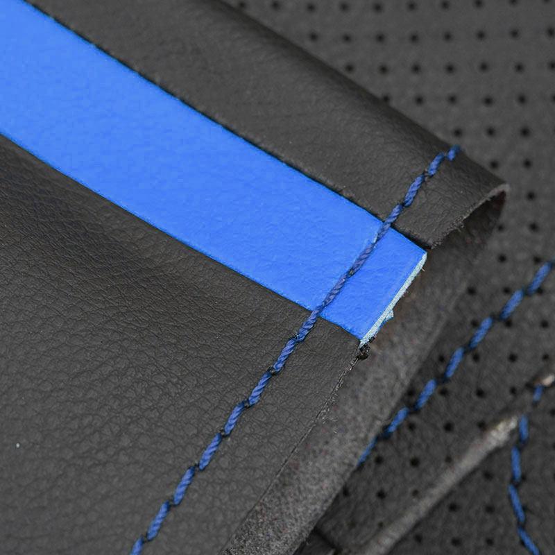 Braids on Car Steering Wheel For Peugeot 308 2014 2015 2016 2017 2018 Perforated Microfiber Leather Cover Trim