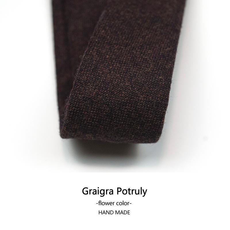 Wool Tie Men'S Coffee Green Woolen 6Cm Tie Vintage Scottish Duffel Men'S Tie