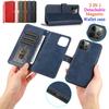2 In 1 Detachable Magnetic Leather Flip Wallet Case For iPhone 15 14 13 12 11 Pro Max for Samsung S23 S22 S21 S20 Ultra Plus A14 A13 A52 A53 A54 Redmi