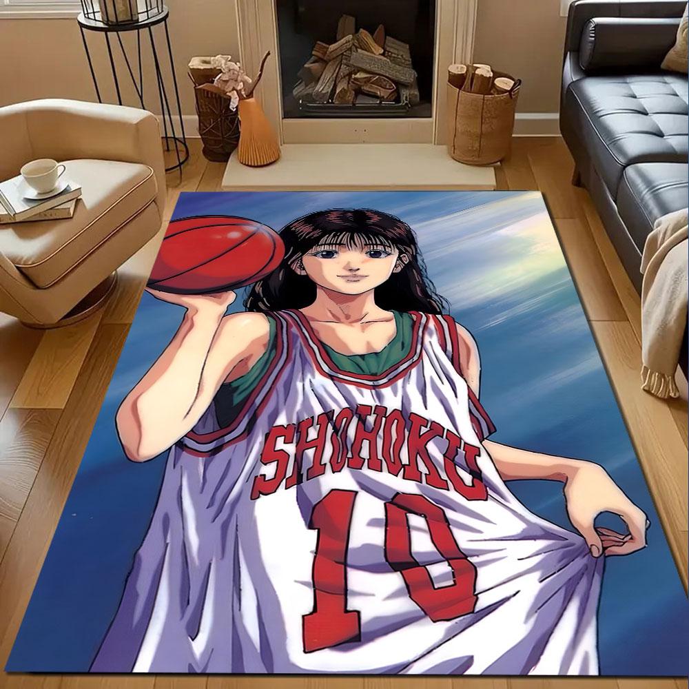 Basketball Anime Girl Art Patterned carpet, non slip mat suitable for living room and bedroom sofas