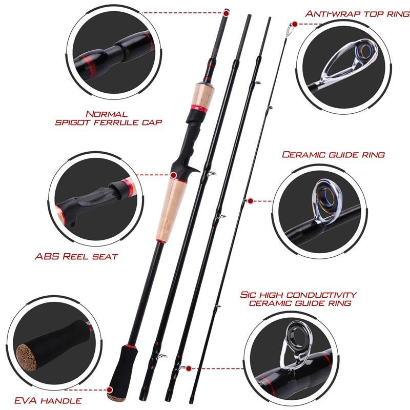 Fishing Rod Set 2.1/2.4M Casting Fishing Rod Reel Combos Fishing Pole Rod and 18BB Casting Reels
