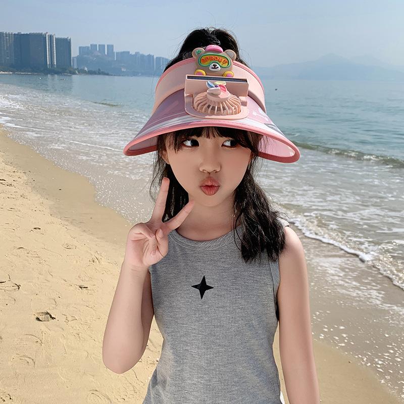 Children's Fan Hat Summer Travel New Style Lights Sun Protection Top Hat Men and Women Casual Cartoon Sun Hat Trend