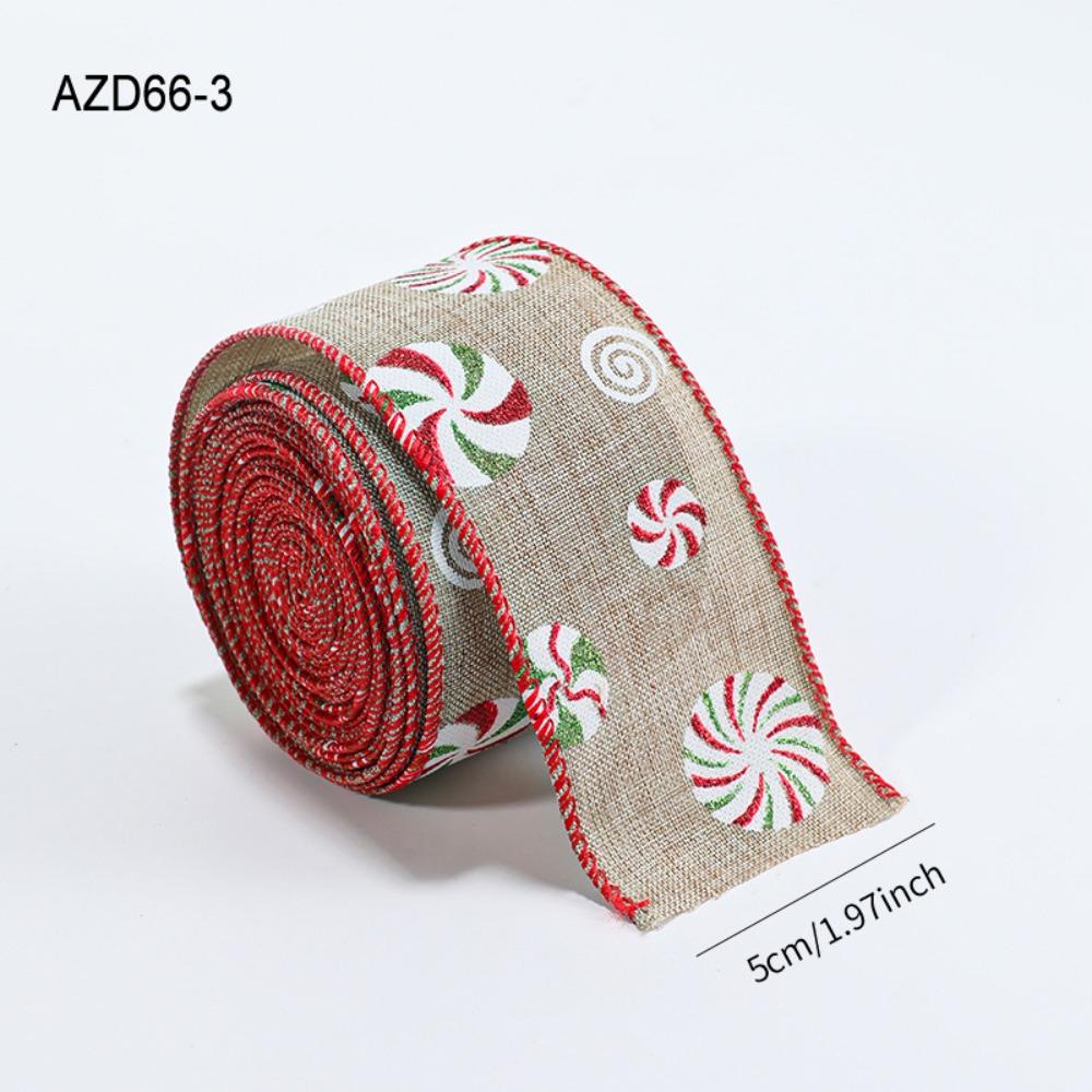 Cartoon 2M/Roll Christmas Tree Ribbon Reinforced Edge Fabric Gift Packaging Webbing Funny Snowman Wreath Making Tool Xmas