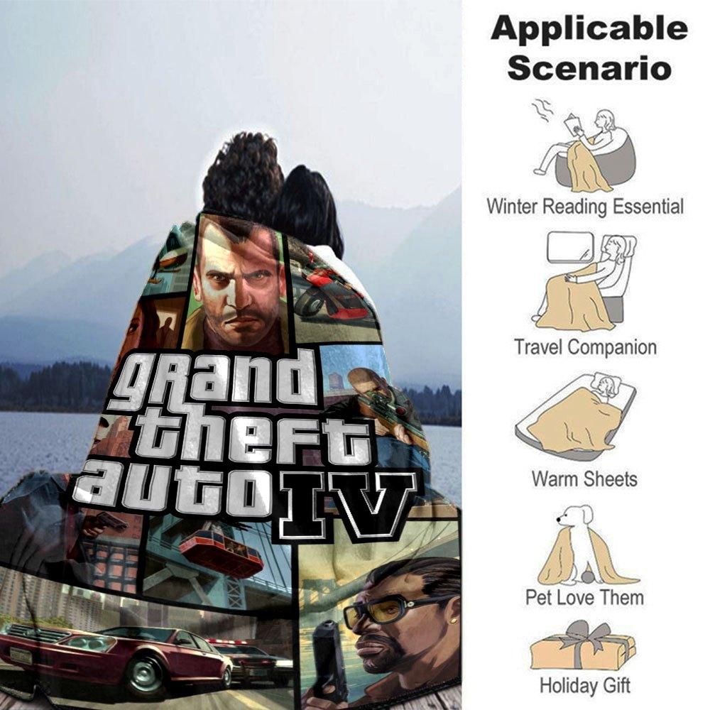 1 шт. Мягкое фланелевое одеяло Grand Theft Auto с дизайнерским принтом. Уютное одеяло для всех сезонов, идеально подходит для дивана, кровати, офиса