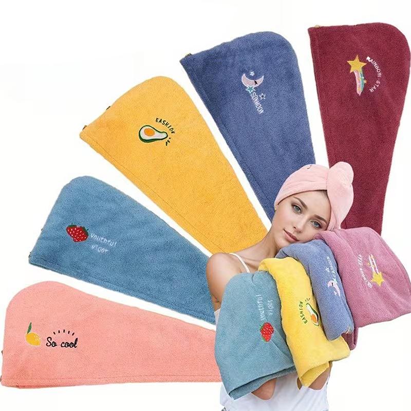 Быстросохнущая Супервпитывающая Шапочка-полотенце из Кораллового Вельвета для Сушки Волос, Шапочка для Ванны с Пуговицей для Спа, Красоты, После Купания и Ухода за Волосами