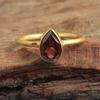 Garnet January Birthstone Ring Yellow Gold Plated 100% 925 Sterling Silver Handmade Jewelry