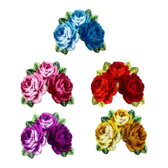 Плюшевый коврик для пола Быстросохнущая нескользящая основа Ковер в форме цветка розы Легко чистить Декоративный для гостиной