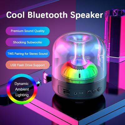 Беспроводной крутой HiFi-звук Bluetooth-динамик с красочной динамической атмосферной подсветкой, подключаемый модуль U-диска/TF-карты