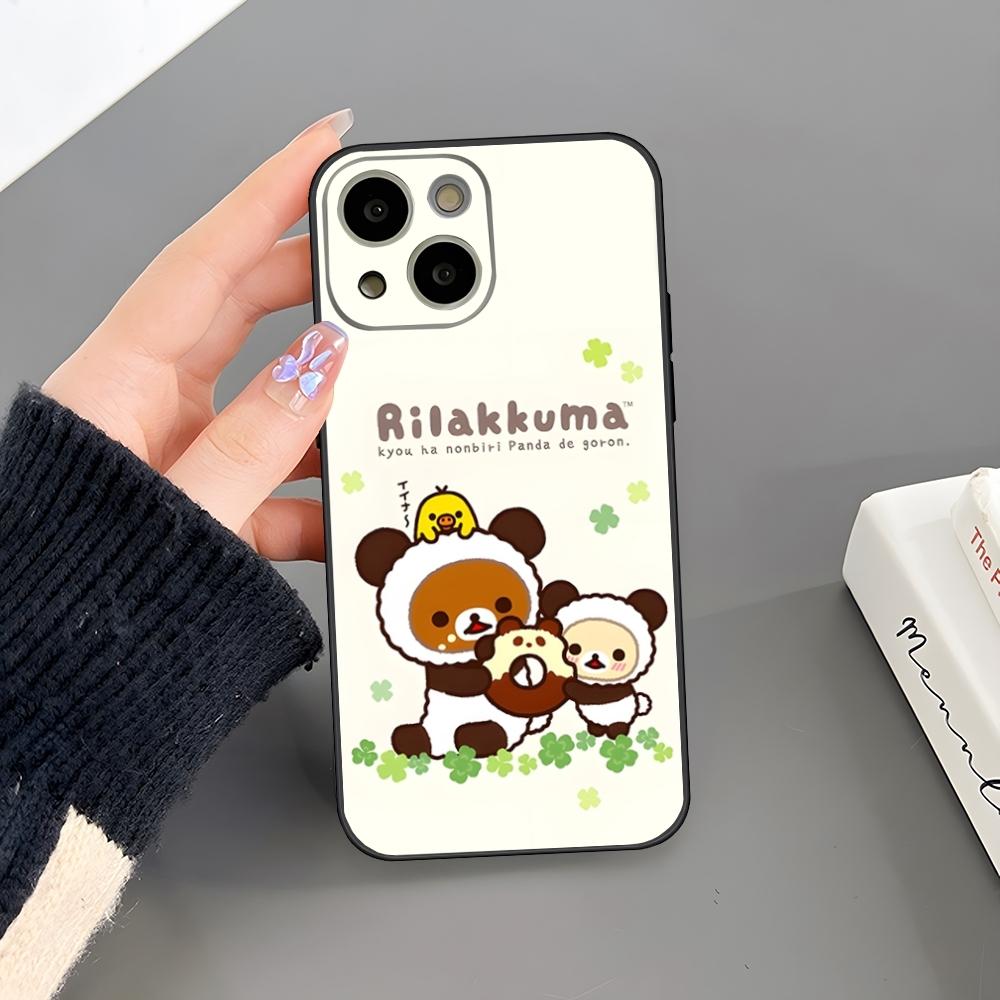 Милый чехол-медвежонок Рилаккума для iPhone 16 Plus 15 14 Pro Max 13 Mini 11 12 Xr X Xs 6 7 8 SE Plus Задняя крышка