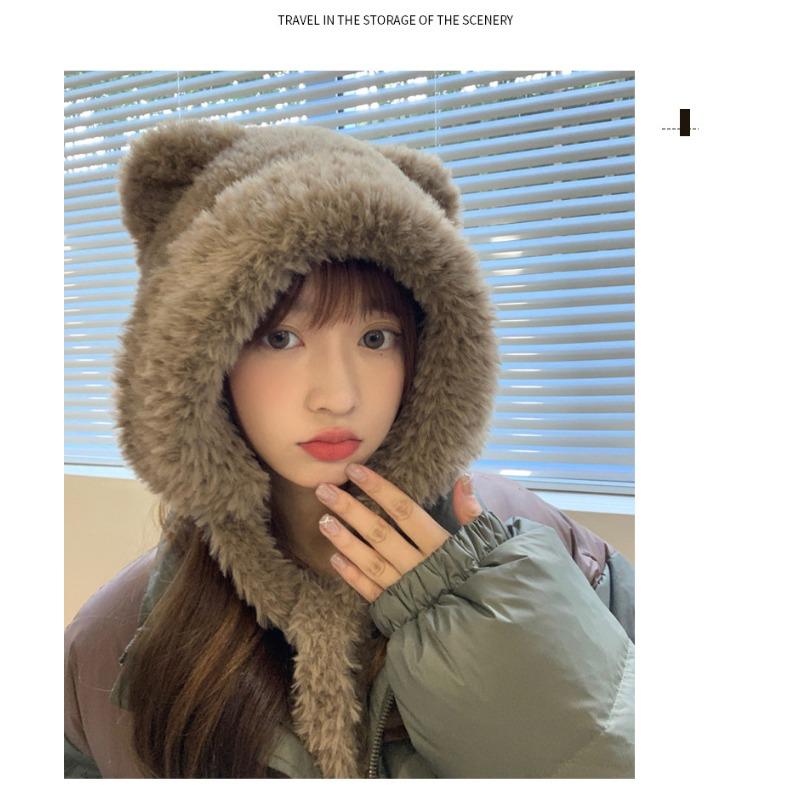 Шапка-ушанка женская зимняя плюшевая теплая вязаная шапка с защитой ушей