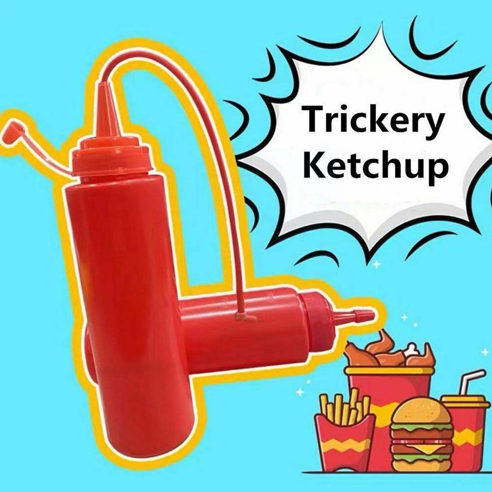 Красная пластиковая бутылка кетчупа для розыгрышей для детей - Реалистичный дизайн с дозатором для забавных трюков