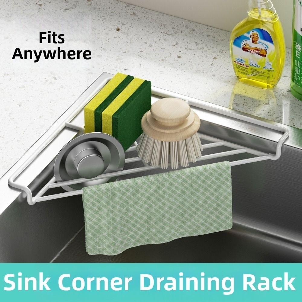 Punch-free Sink Corner Rack Anti-rust Sink Drain Shelf Cleaning Supplies Storage
