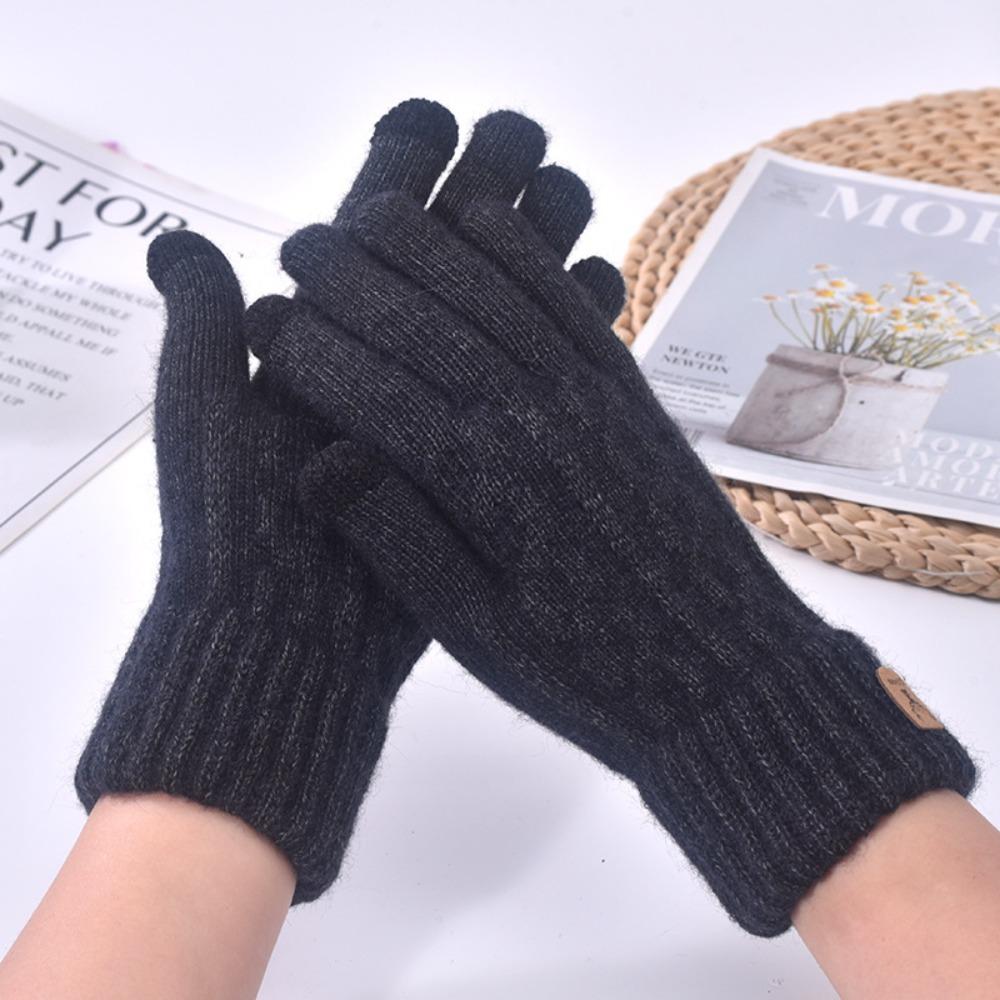 Elastic Wool Knitted Gloves Thicken Full Finger Guantes New Crochet Glove Women Men
