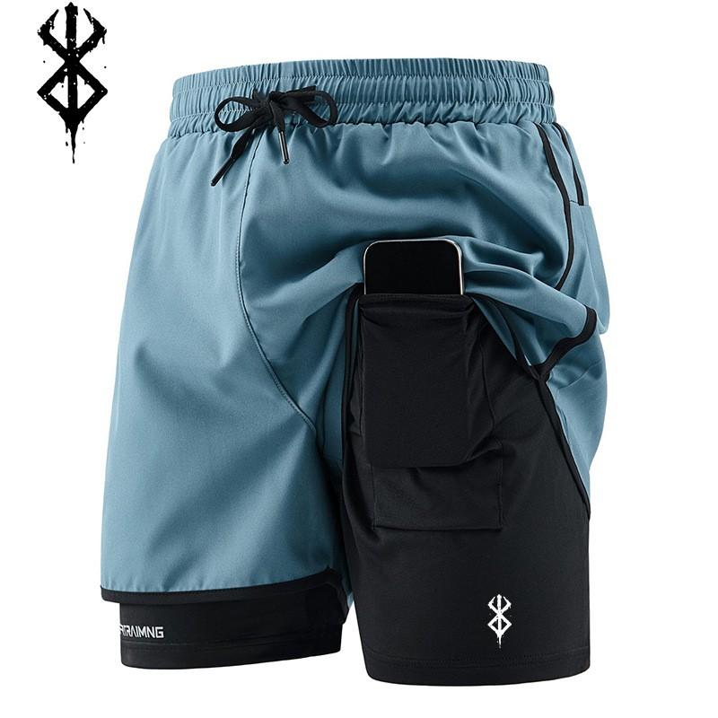 Men Summer Shorts Running Sports 2 in 1 Quick Dry Workout Training Gym Fitness Jogging Shorts Pants