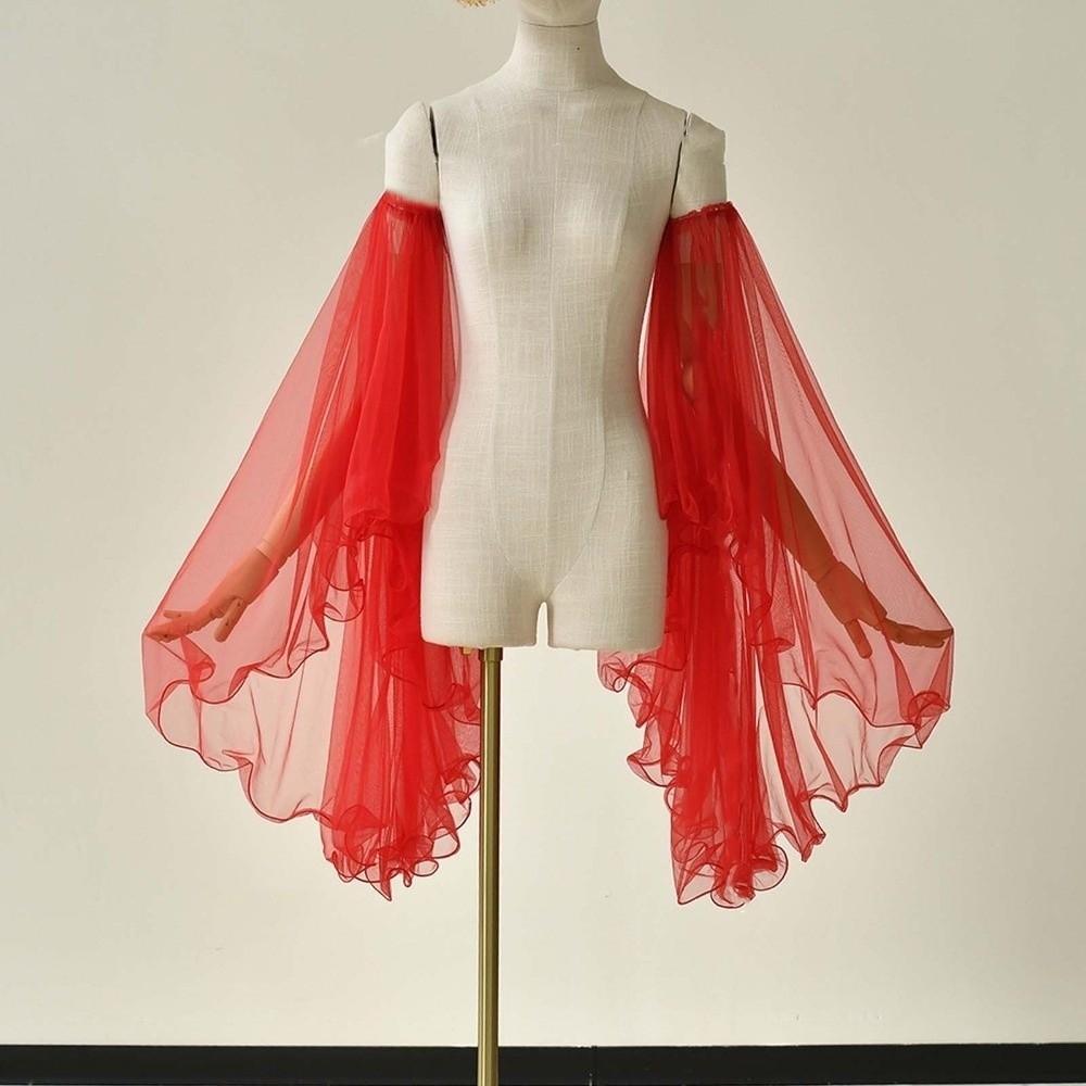 1 pair Chiffon Fabric Arm Covers Flare Shape Detachable Cuffs Fake Sleeves Bridesmaids