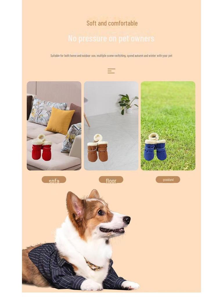 Бархатные зимние сапоги для маленьких собак: Обувь с мягкой подошвой для плюшевых собачек, померанских шпицев, пуделей, бишон фризе