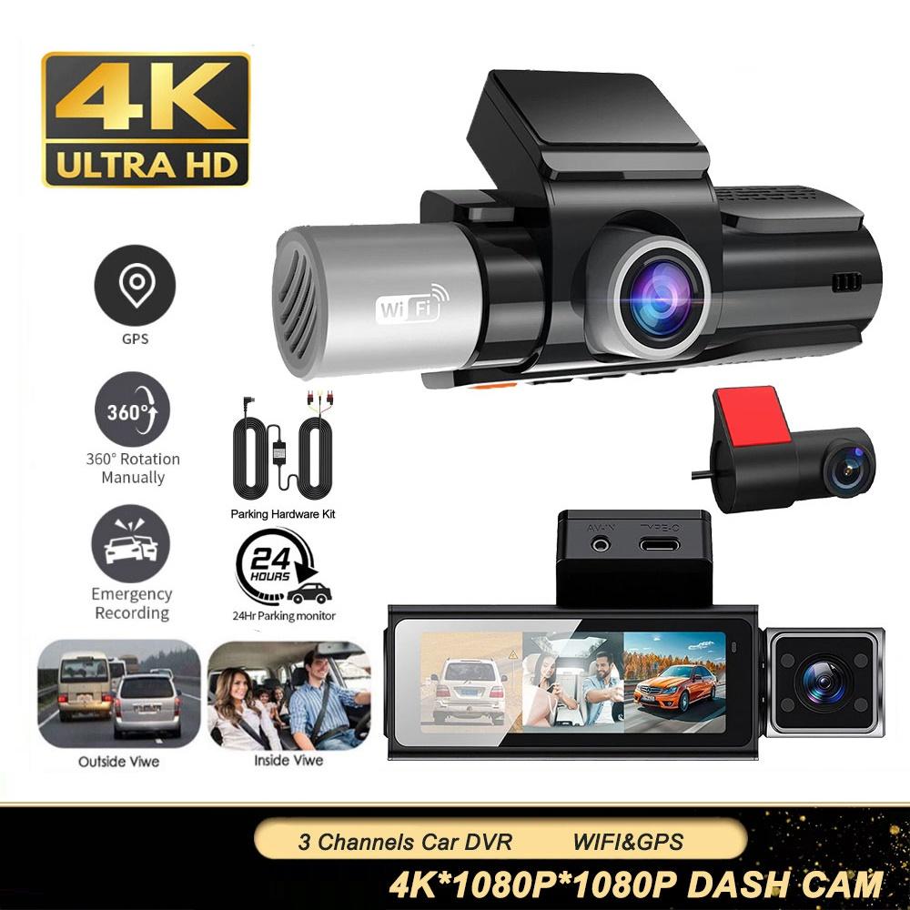 2/3-канальная автомобильная видеокамера, UHD 4K камера высокого разрешения с GPS и WiFi, автомобильный видеорегистратор