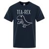 Мужчины Женщины Футболки Чай Рекс Забавный Динозавр Пить Кофе Футболки Модные Повседневные Футболки Высокого Качества Уличная Одежда Топы Футболка