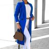 Fall Winter Women Long Coat Loose Fit Lapel Jacket One Button Closure Solid Color Overcoat for Office Casual Wear