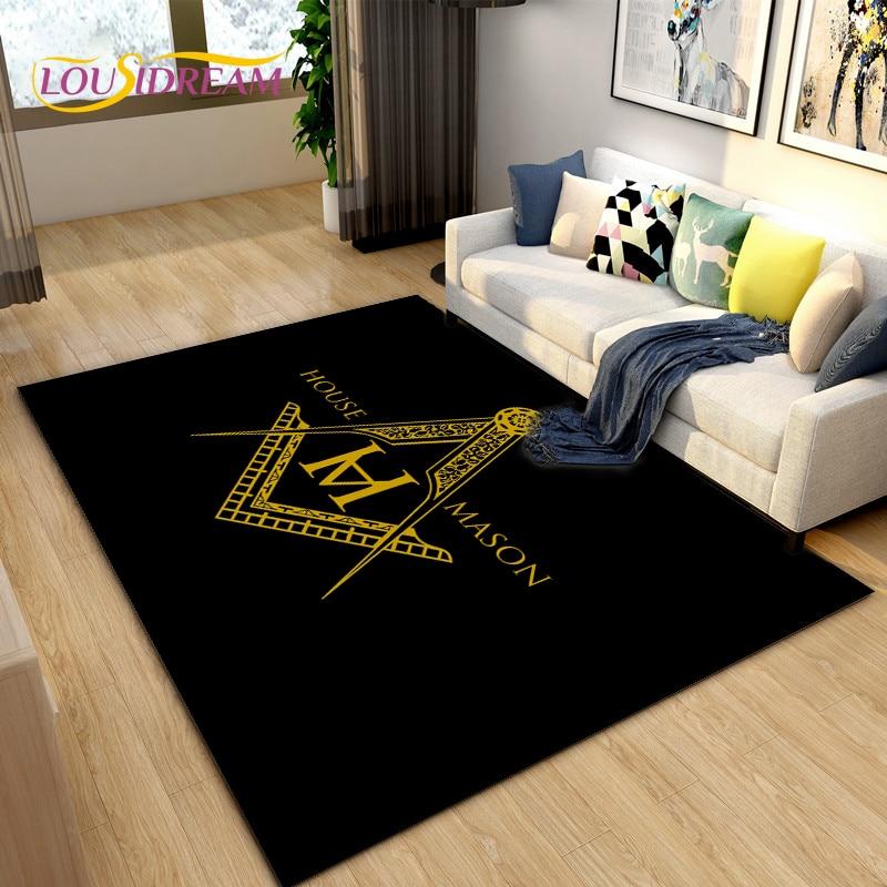 Masonic Carpet Freemason Illuminati Ring Area Rug Large,Carpet All Seeing Eye Rugs Carpets for Living Room,Fitness Pet Floor Mat