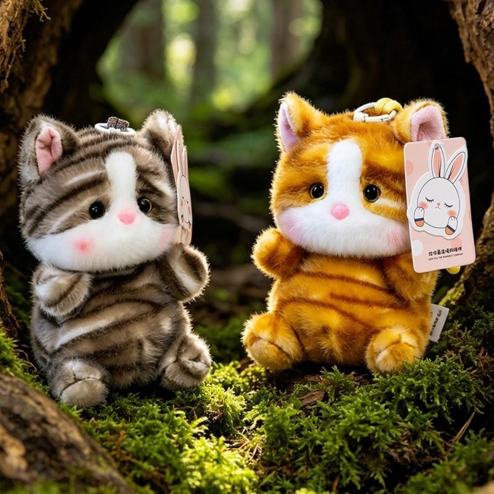 Stuffed Kitten Keychain 15cm Fluffy Bag Charm Cute Bag Pendant  for Backpack
