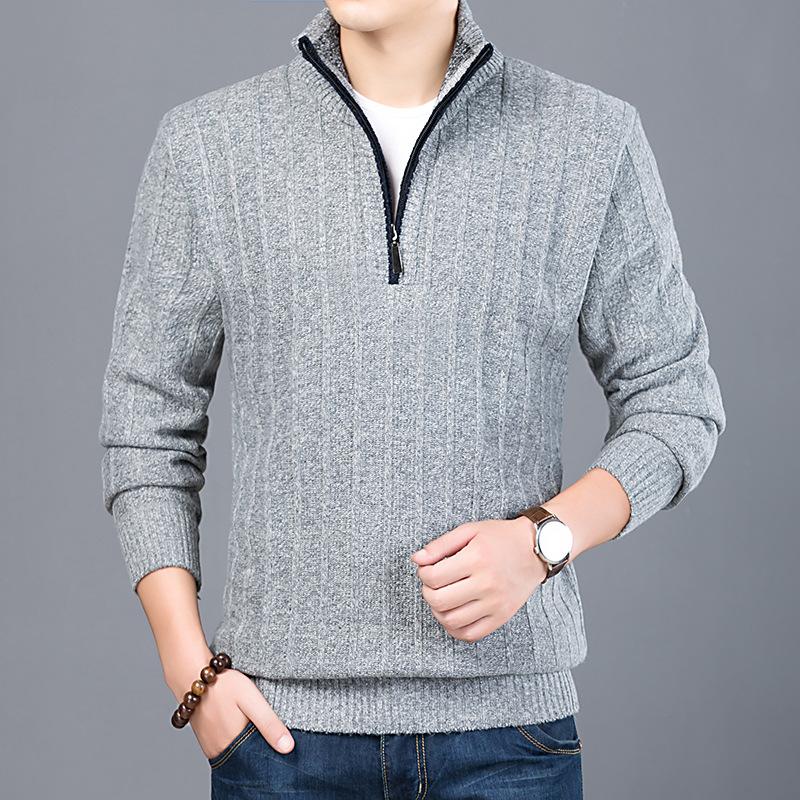 Men'S Comfortable, Simple, Fashionable And Atmospheric Semi-Turtleneck Design Light And Casual Solid Color Top