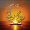 Wooden Ramadan Eid Mubarak Decorations for Home Moon LED Candles Light