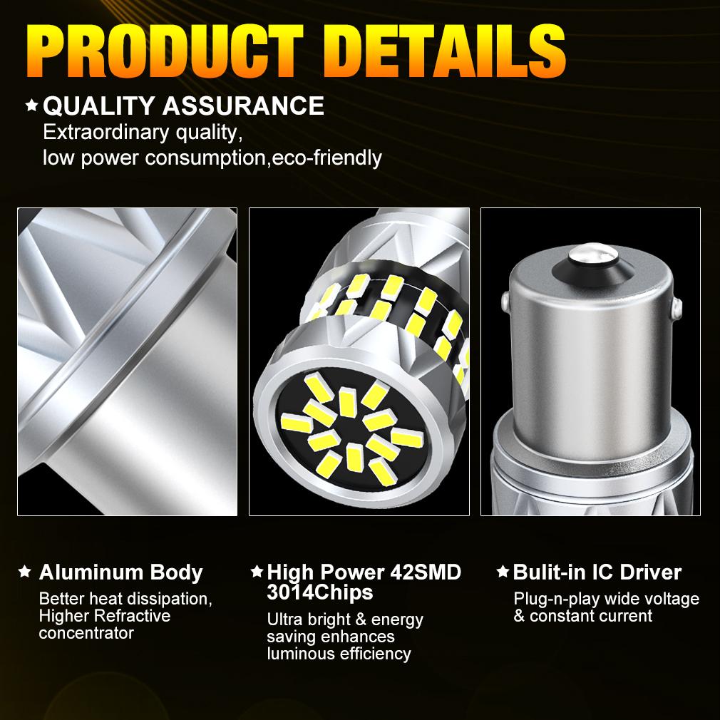 2 шт. P21W Led 1156 BA15S PY21W BAU15S BAY15D P21/5W 1157 Светодиодные лампы T20 7440 W21W WY21W 7443 W21/5W 42SMD Автомобильный указатель поворота Задний тормоз Авто лампа