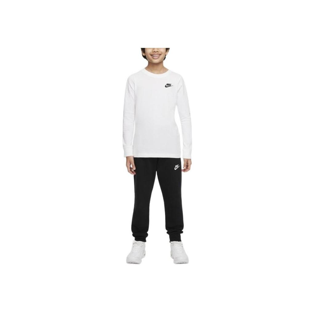 Nike Детская повседневная дышащая футболка с длинным рукавом из чистого хлопка, детские топы белого цвета DO1838-100