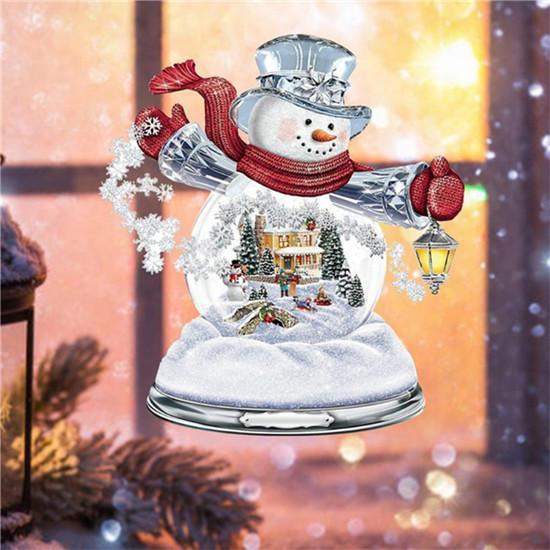 Рождественская наклейка на стену Рождественская елка Вращающаяся скульптура Украшения для поезда Наклейка на окно Наклейки Украшения для дома