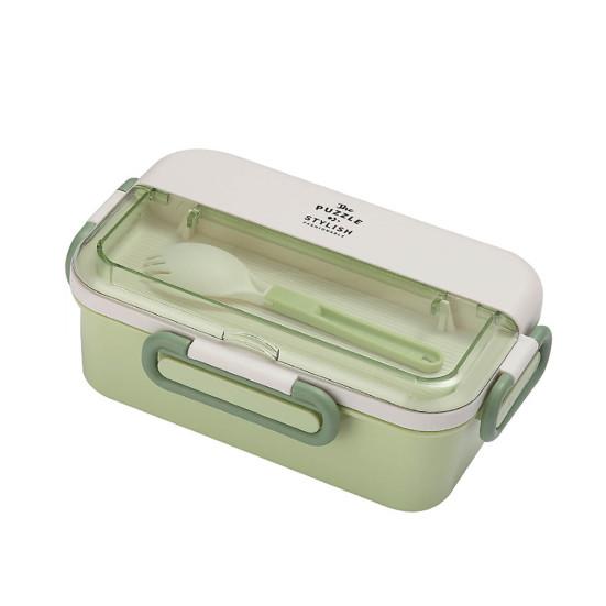 Ланч-бокс 1,1 л, герметичное отделение, большая емкость, герметичное хранение продуктов в микроволновой печи с ложкой, детская школа