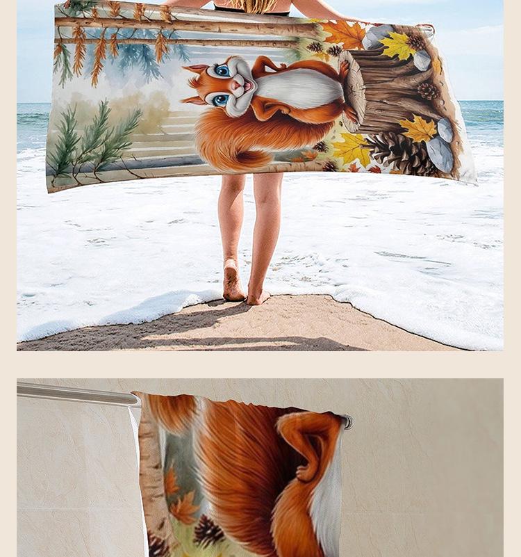 Microfiber Quick-Drying Squirrel Print Sand-Free Beach Towel and Shawl