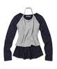 LIKE THE MOST [Short Sleeve Added] Dot Long Sleeve Halter Neck Sleeveless Layered Top Set_Navy Gray