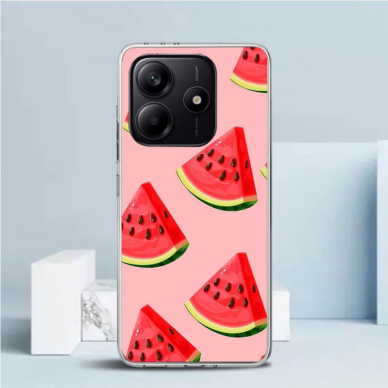 Летний арбузный чехол для телефона Xiaomi Redmi Note 15 14 14S 13 12S 12 Pro Plus 11S 11 11T 11E 10S 10 + Мягкая задняя крышка из ТПУ