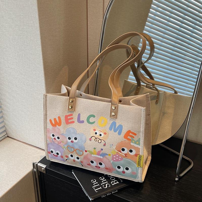 Мультяшная сумка женская новая модная сумочка для通勤, сумка-тоут большой вместимости, классная сумка через плечо