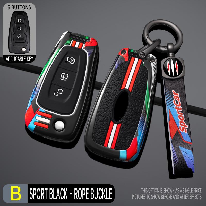 Interior Mouldings Zinc Alloy Car Key Case Cover Protector Shell for Ford Ranger C-Max S-Max Focus Galaxy Mondeo Transit Tourneo