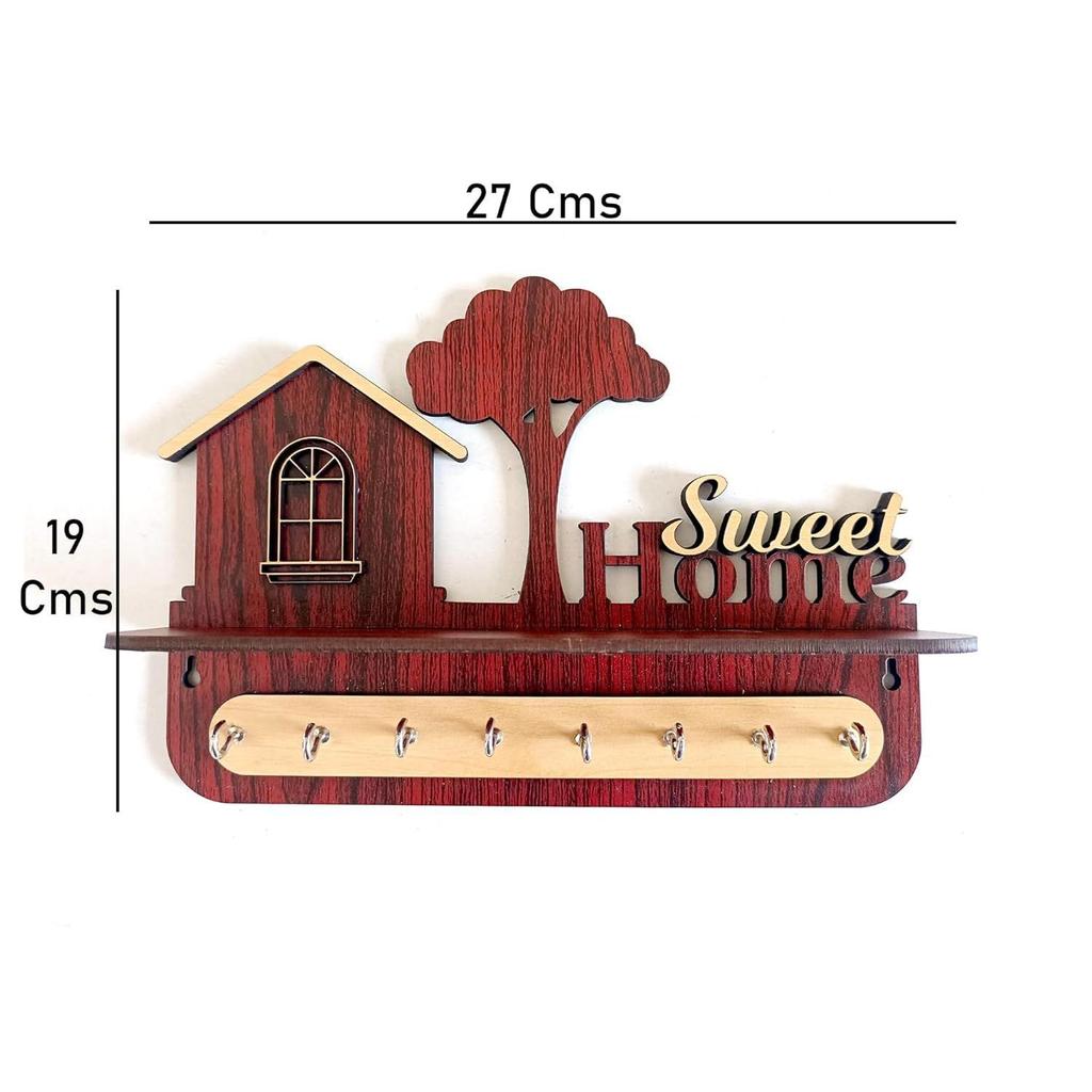 Домашний декор Уникальный стильный деревянный держатель ключей для настенного декора со стильным 8 крючками из нержавеющей стали Красивый органайзер для ключей для домашнего декора