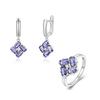 100% Natural Iolite Jewelry Set Natural Blue Gemstone 925 Sterling Silver Earrings Rings for Women Wife Nice Gift