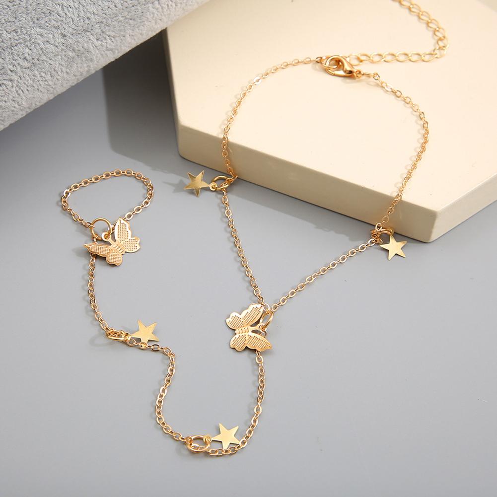 Women Alloy Anklet Fashion Boho Tassel Butterfly Pendant Anklet Foot Jewelry For Gifts