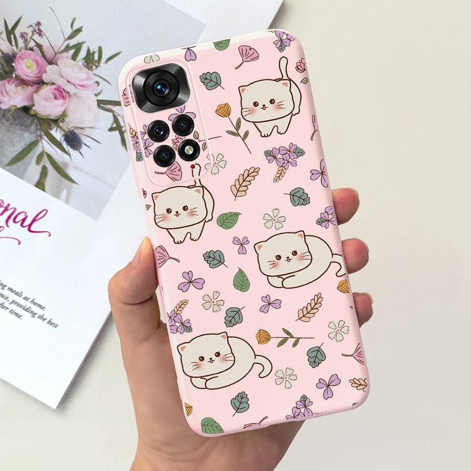 Для Xiaomi Redmi Note 11 4G Чехол Мягкий Жидкий Силикон Милый Кот Прекрасный Бампер Fundas Для Xiaomi Redmi Note 11 Pro Note11s 4G 5G