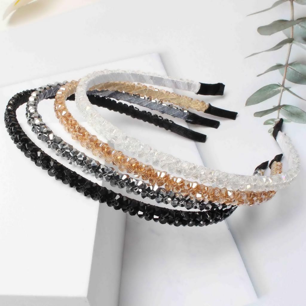2 PK Shiny Crystal Headbands Beaded Hair Hoop Elegant Women Headwear Hairband Fashion Handmade Girls Hair Accessories