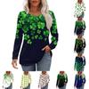 Women's Loose Casual  Print Round Neck Pleated Long Sleeved Top Fashionable Top Top